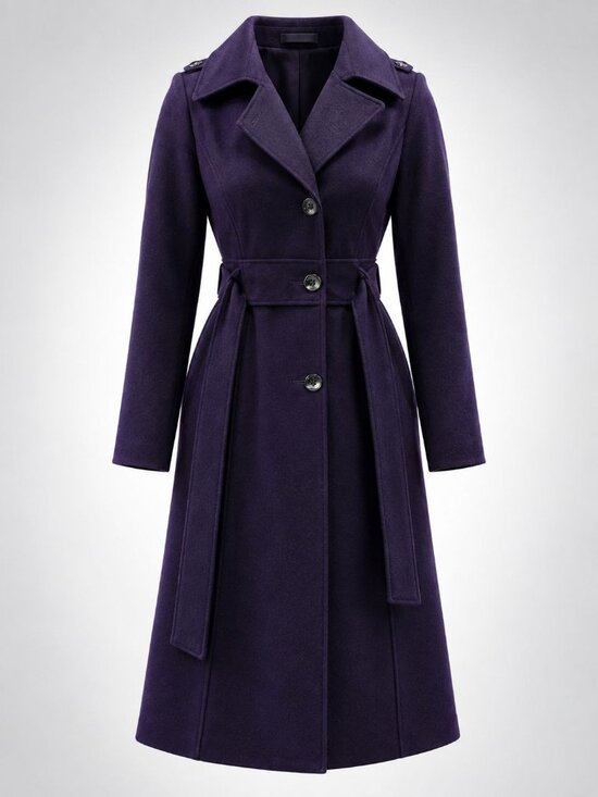 Kenneth Cole Jackets & Blazers - Kenneth Cole Women's Belted Trench OverCoat Wool Blend Purple  Size 10